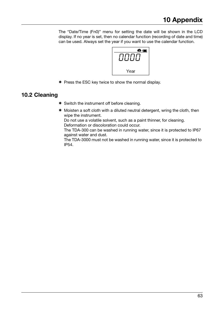2 cleaning, 10 appendix | JUMO 702540 TDA-300 / TDA-3000 - Handheld thermometer Operating Manual User Manual | Page 63 / 68