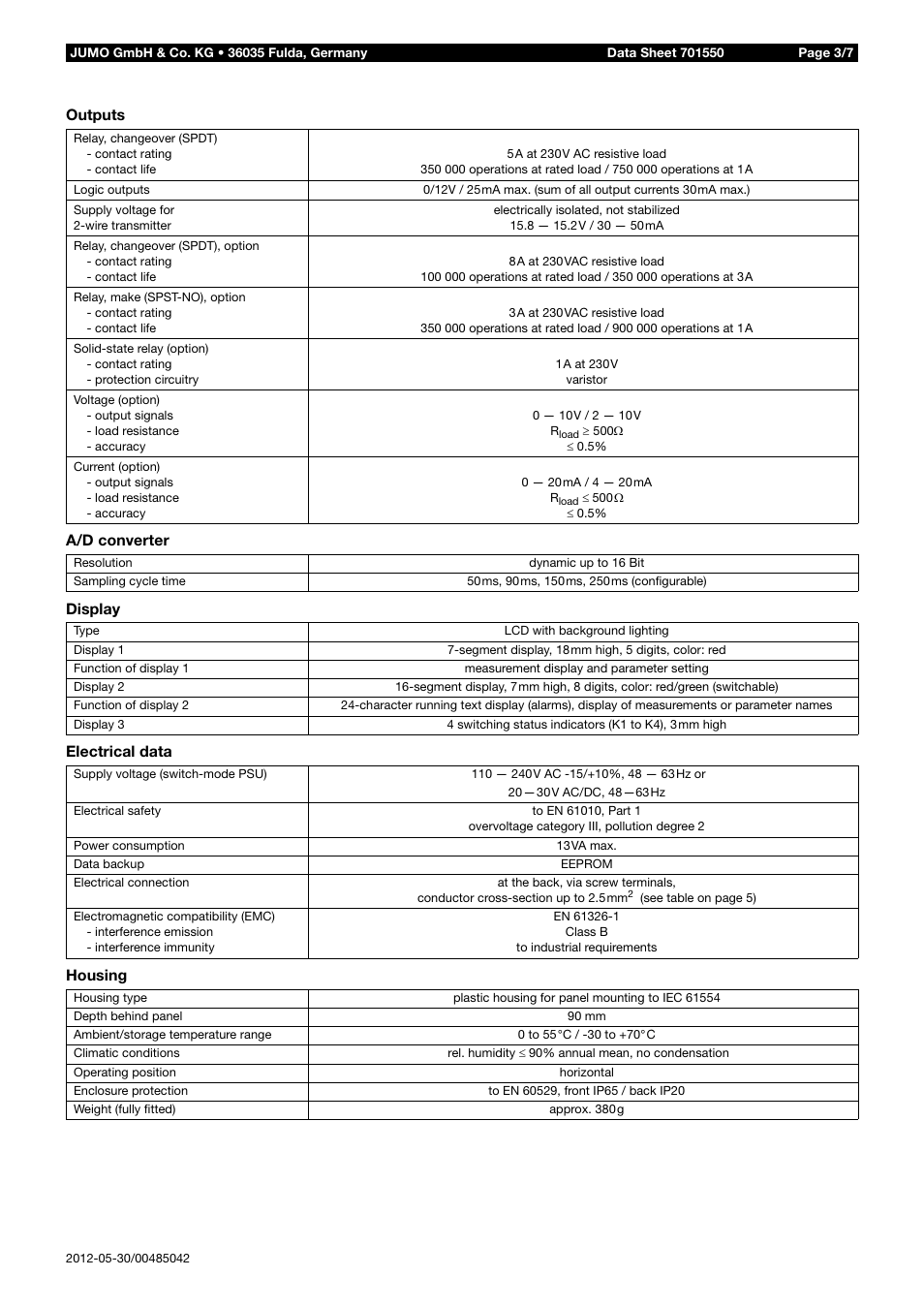 JUMO 701550 di 308 - Digital Indicator Data Sheet User Manual | Page 3 / 7