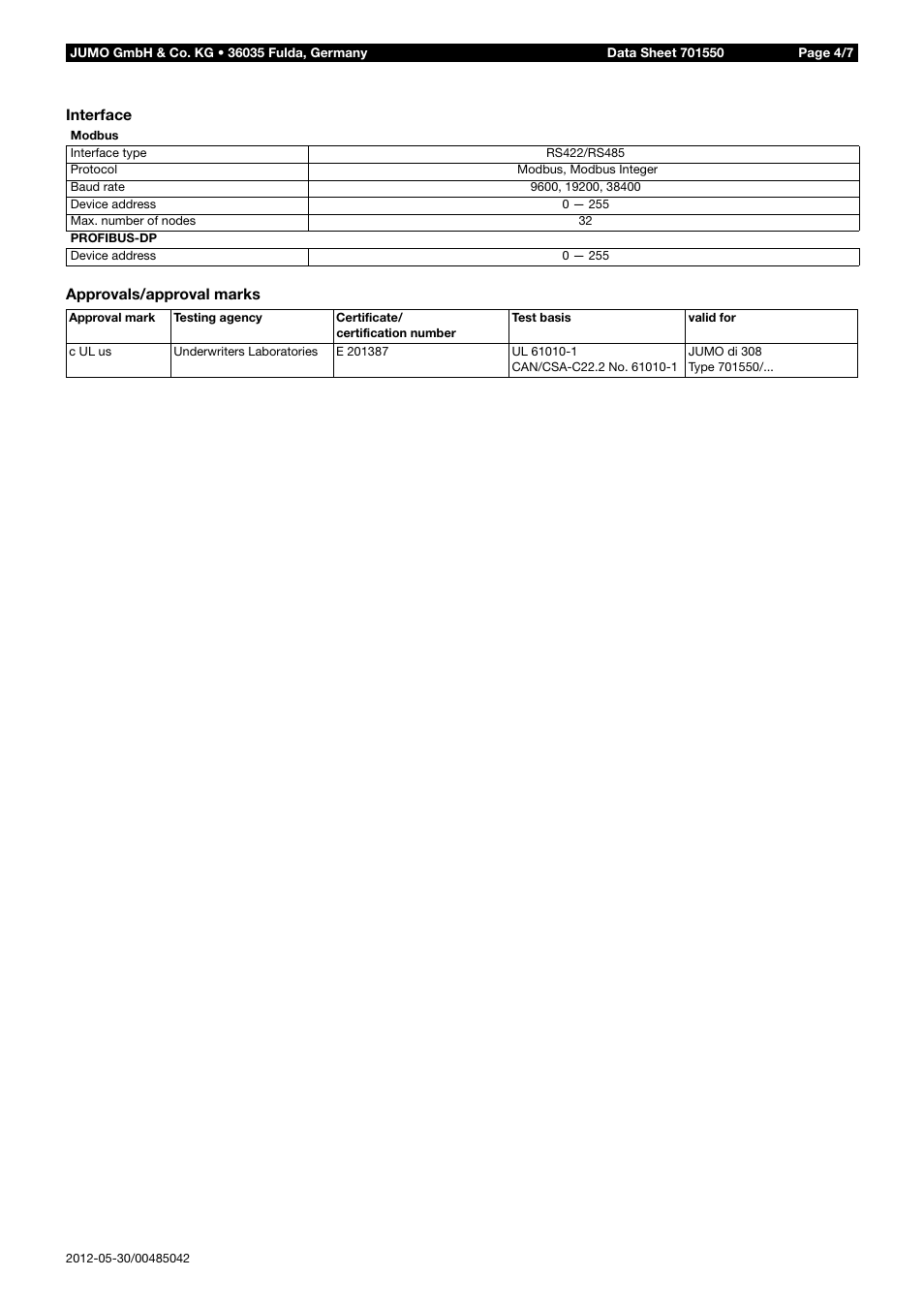 JUMO 701550 di 308 - Digital Indicator Data Sheet User Manual | Page 4 / 7