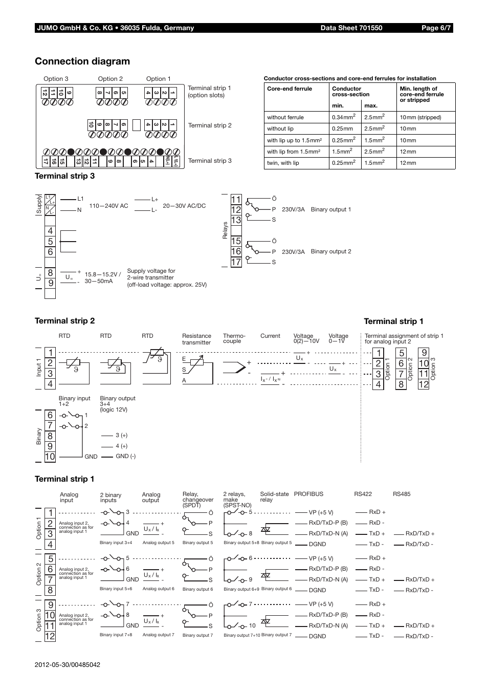 Connection diagram | JUMO 701550 di 308 - Digital Indicator Data Sheet User Manual | Page 6 / 7