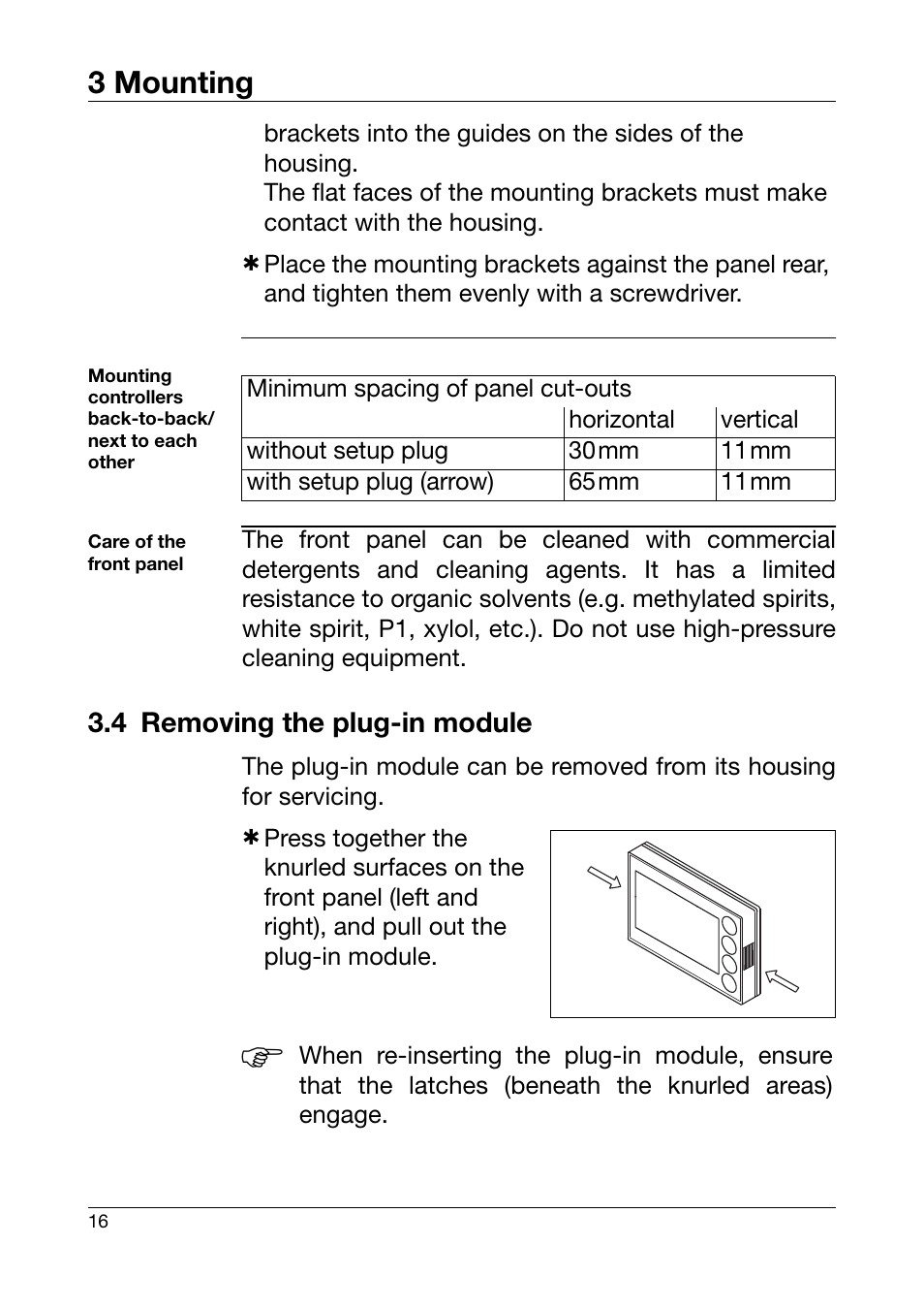 4 removing the plug-in module, Removing the plug-in module, 3 mounting | JUMO 701550 di 308 - Digital Indicator Operating Manual User Manual | Page 16 / 76