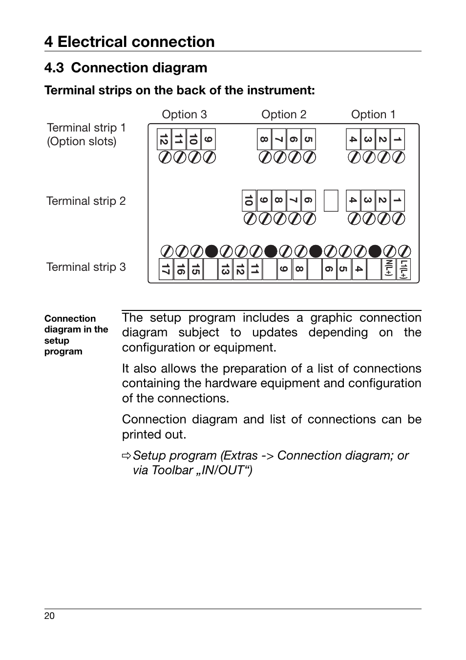 3 connection diagram, Connection diagram, 4 electrical connection | JUMO 701550 di 308 - Digital Indicator Operating Manual User Manual | Page 20 / 76