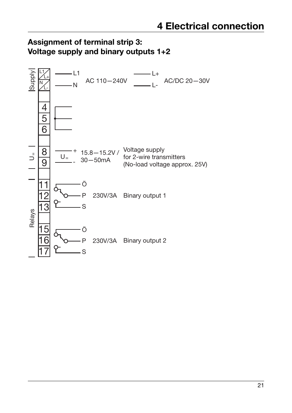 4 electrical connection | JUMO 701550 di 308 - Digital Indicator Operating Manual User Manual | Page 21 / 76