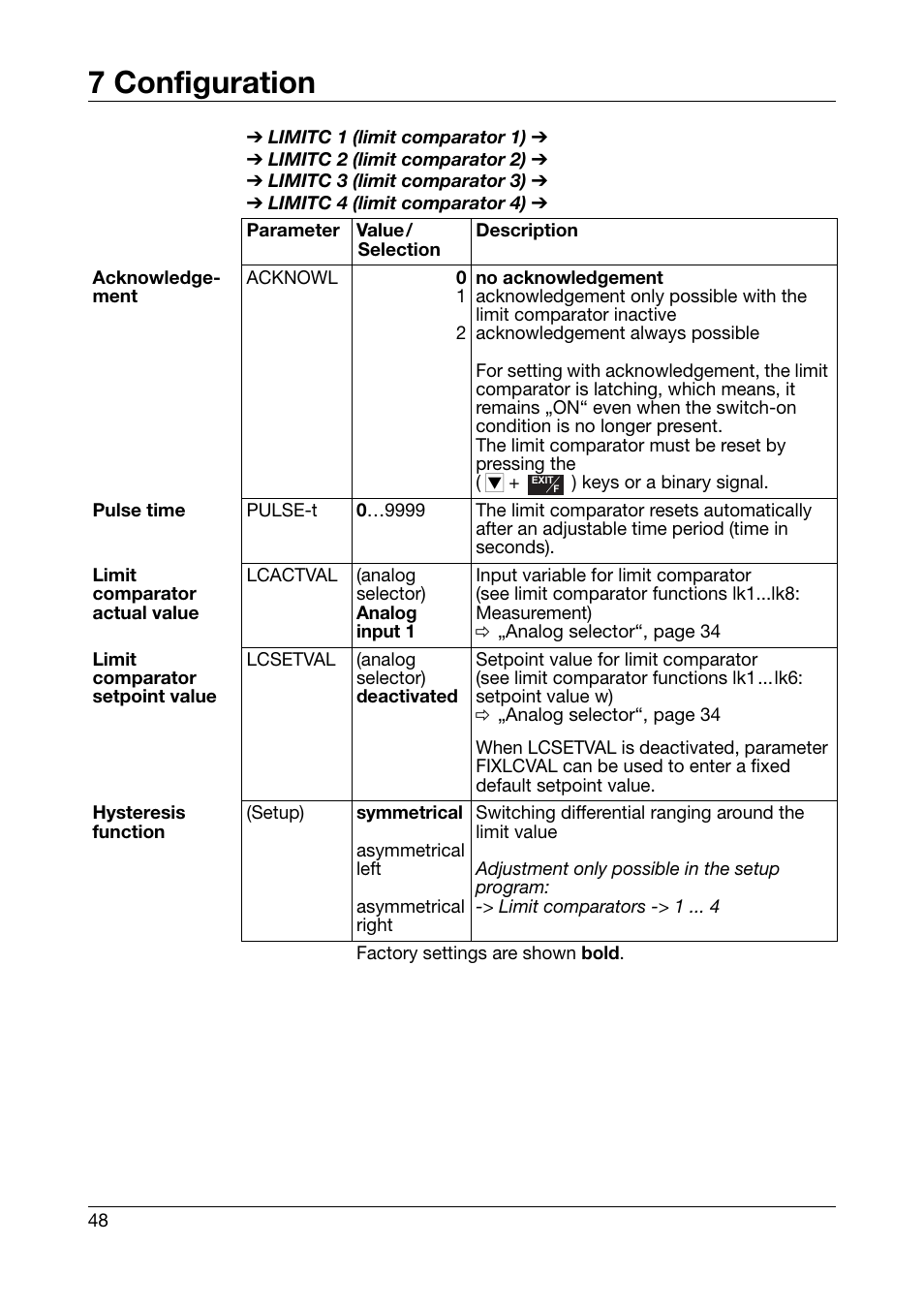 7 configuration | JUMO 701550 di 308 - Digital Indicator Operating Manual User Manual | Page 48 / 76