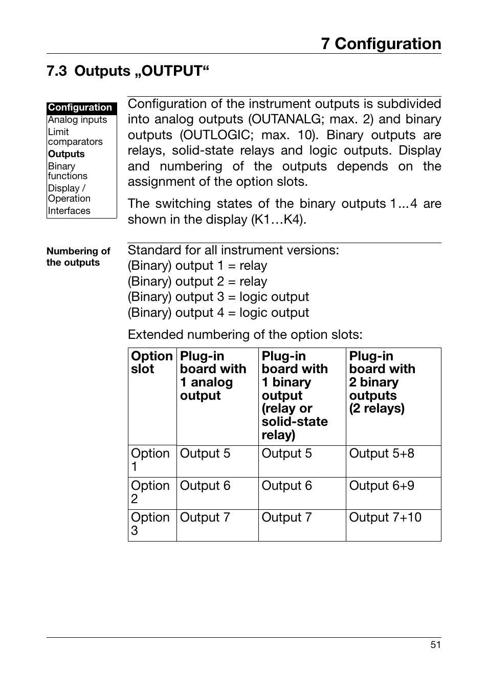 3 outputs „output, Outputs „output, 7 configuration | JUMO 701550 di 308 - Digital Indicator Operating Manual User Manual | Page 51 / 76