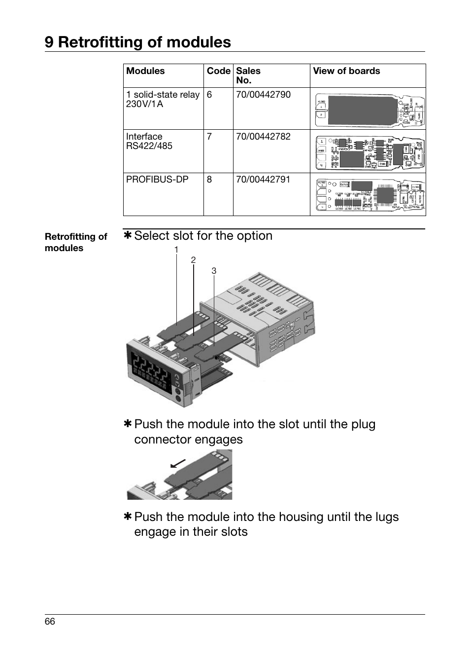 9 retrofitting of modules | JUMO 701550 di 308 - Digital Indicator Operating Manual User Manual | Page 66 / 76