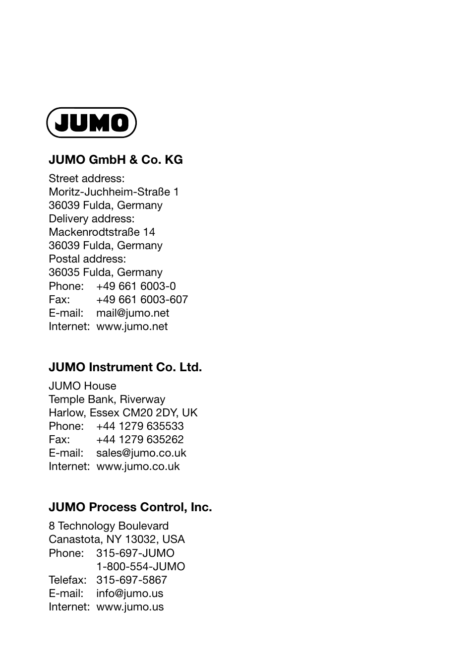 JUMO 701550 di 308 - Digital Indicator Operating Manual User Manual | Page 76 / 76