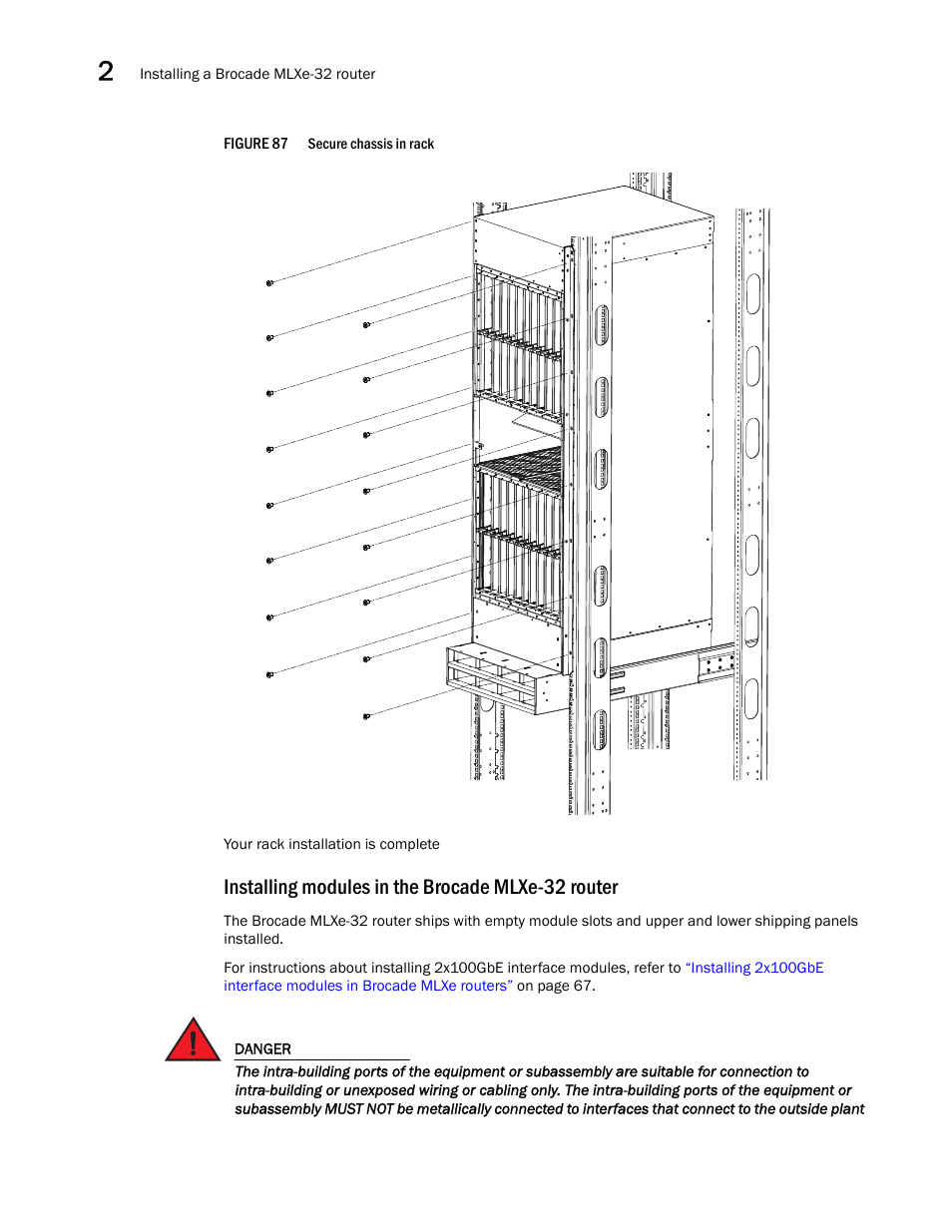 Installing modules in the brocade mlxe-32 router | Brocade Communications Systems Brocade MLX Series and Brocade Netlron XMR 53-1002373-02 User Manual | Page 140 / 452