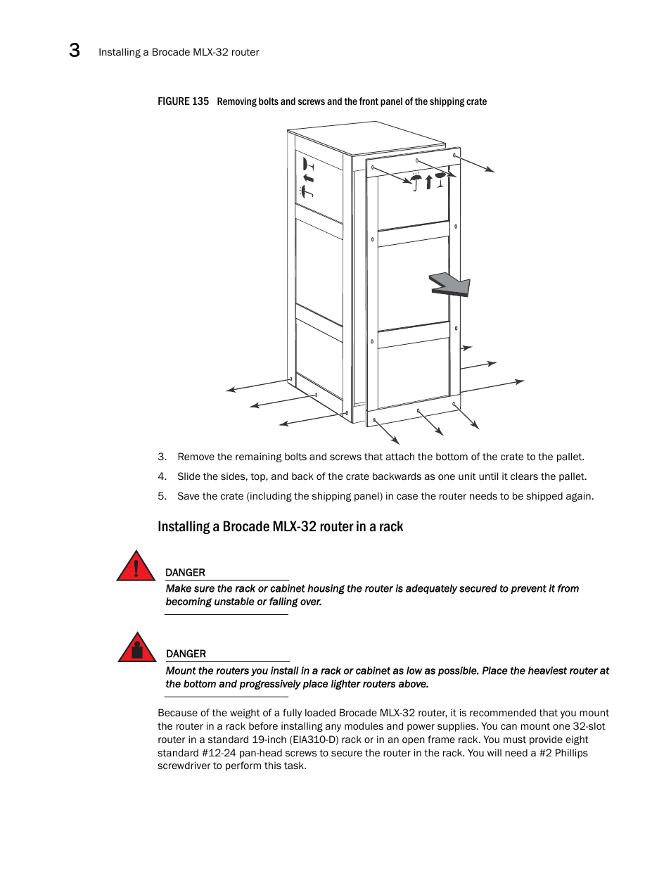Installing a brocade mlx-32 router in a rack | Brocade Communications Systems Brocade MLX Series and Brocade Netlron XMR 53-1002373-02 User Manual | Page 210 / 452