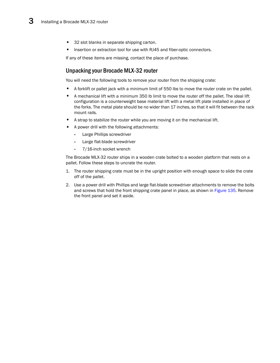 Unpacking your brocade mlx-32 router | Brocade Communications Systems Brocade MLX Series and Brocade Netlron XMR 53-1002373-02 User Manual | Page 214 / 452