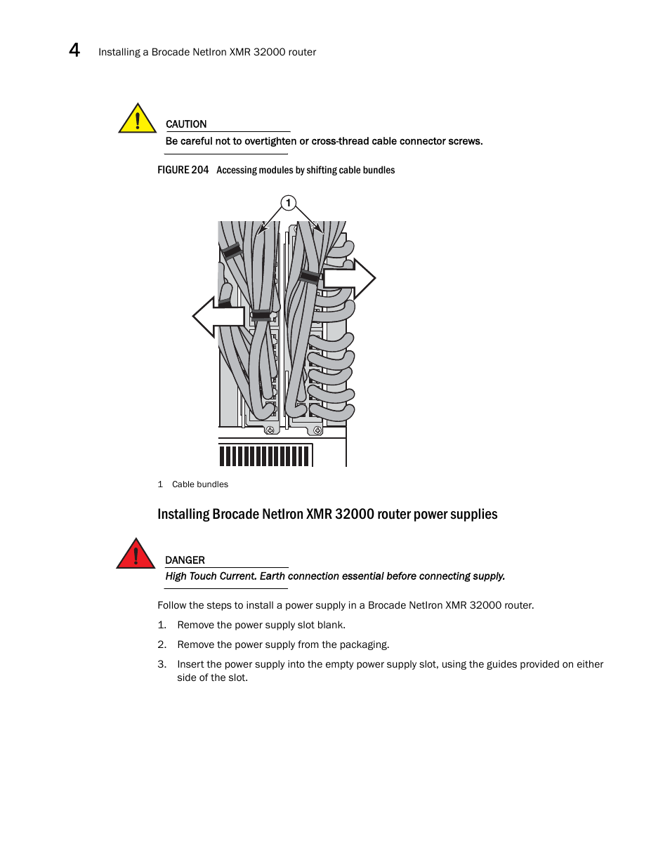 Installing, Brocade netiron xmr 32000 router power supplies, Figure | Brocade Communications Systems Brocade MLX Series and Brocade Netlron XMR 53-1002373-02 User Manual | Page 308 / 452