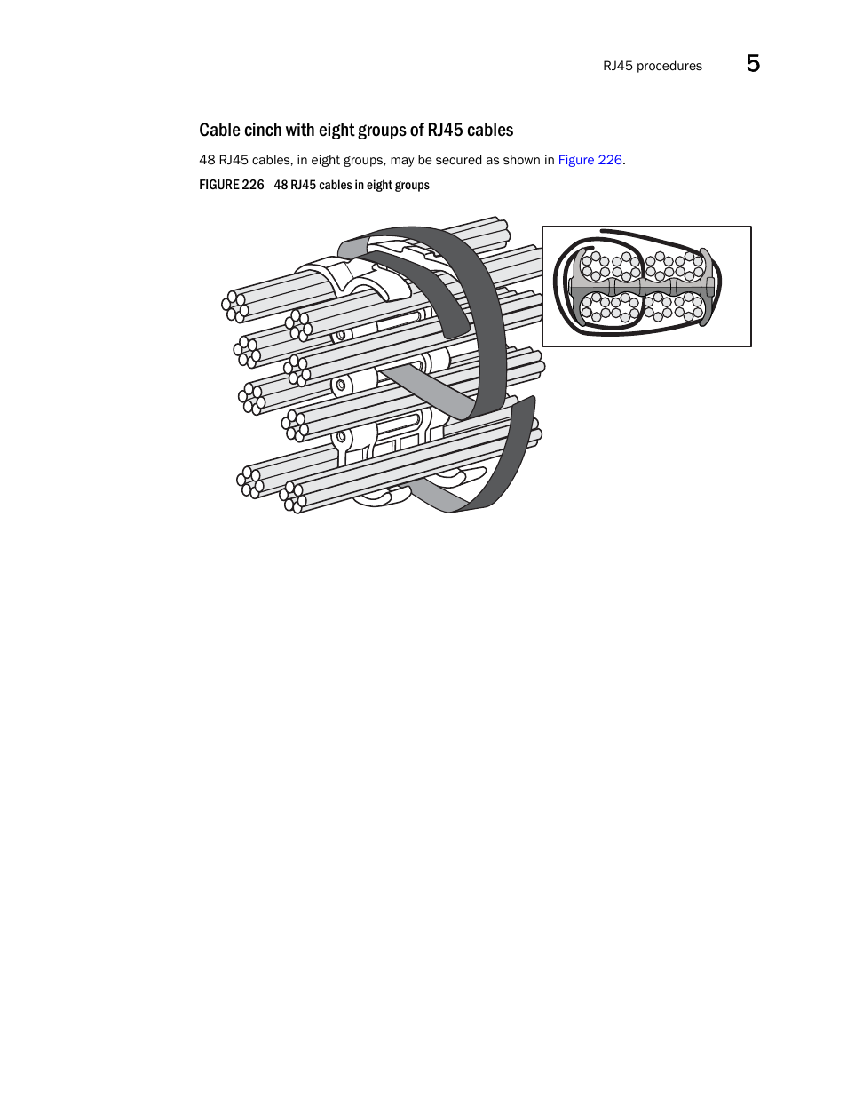 Cable cinch with eight groups of rj45 cables | Brocade Communications Systems Brocade MLX Series and Brocade Netlron XMR 53-1002373-02 User Manual | Page 329 / 452