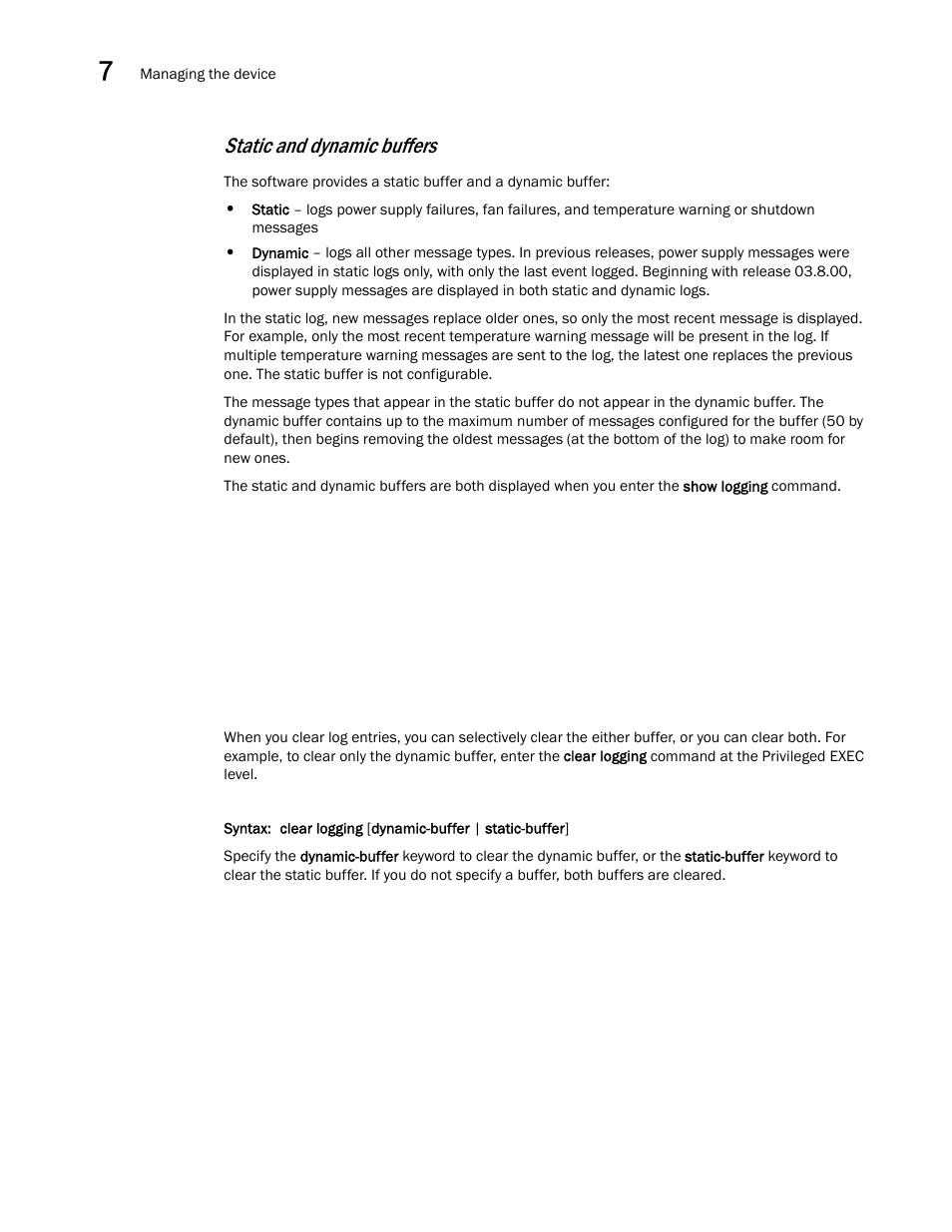 Static and, Dynamic buffers, Static and dynamic buffers | Brocade Communications Systems Brocade MLX Series and Brocade Netlron XMR 53-1002373-02 User Manual | Page 346 / 452