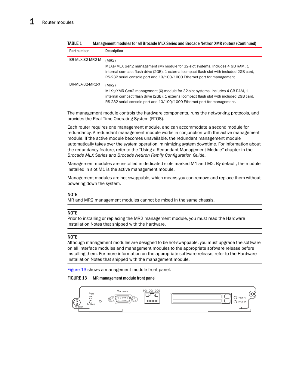 Brocade Communications Systems Brocade MLX Series and Brocade Netlron XMR 53-1002373-02 User Manual | Page 36 / 452