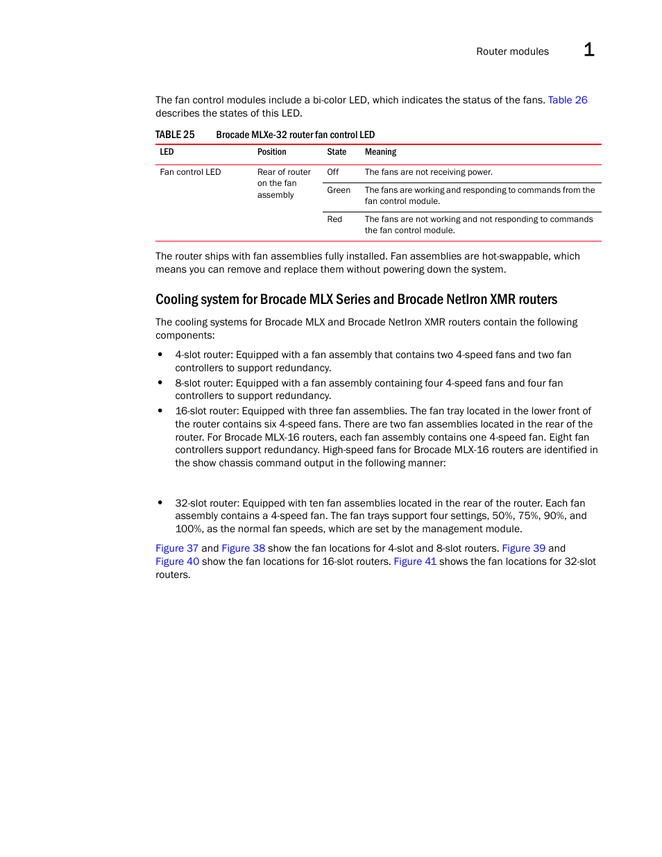Cooling system for brocade mlx, Series and brocade netiron xmr routers | Brocade Communications Systems Brocade MLX Series and Brocade Netlron XMR 53-1002373-02 User Manual | Page 75 / 452