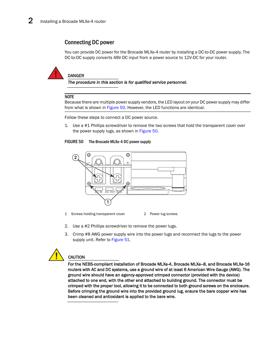 Connecting dc power | Brocade Communications Systems Brocade MLX Series and Brocade Netlron XMR 53-1002373-02 User Manual | Page 96 / 452