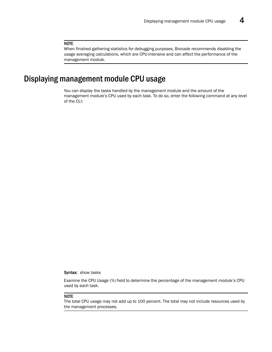 Displaying management module cpu usage | Brocade BigIron RX Series Hardware Reference Manual User Manual | Page 109 / 206