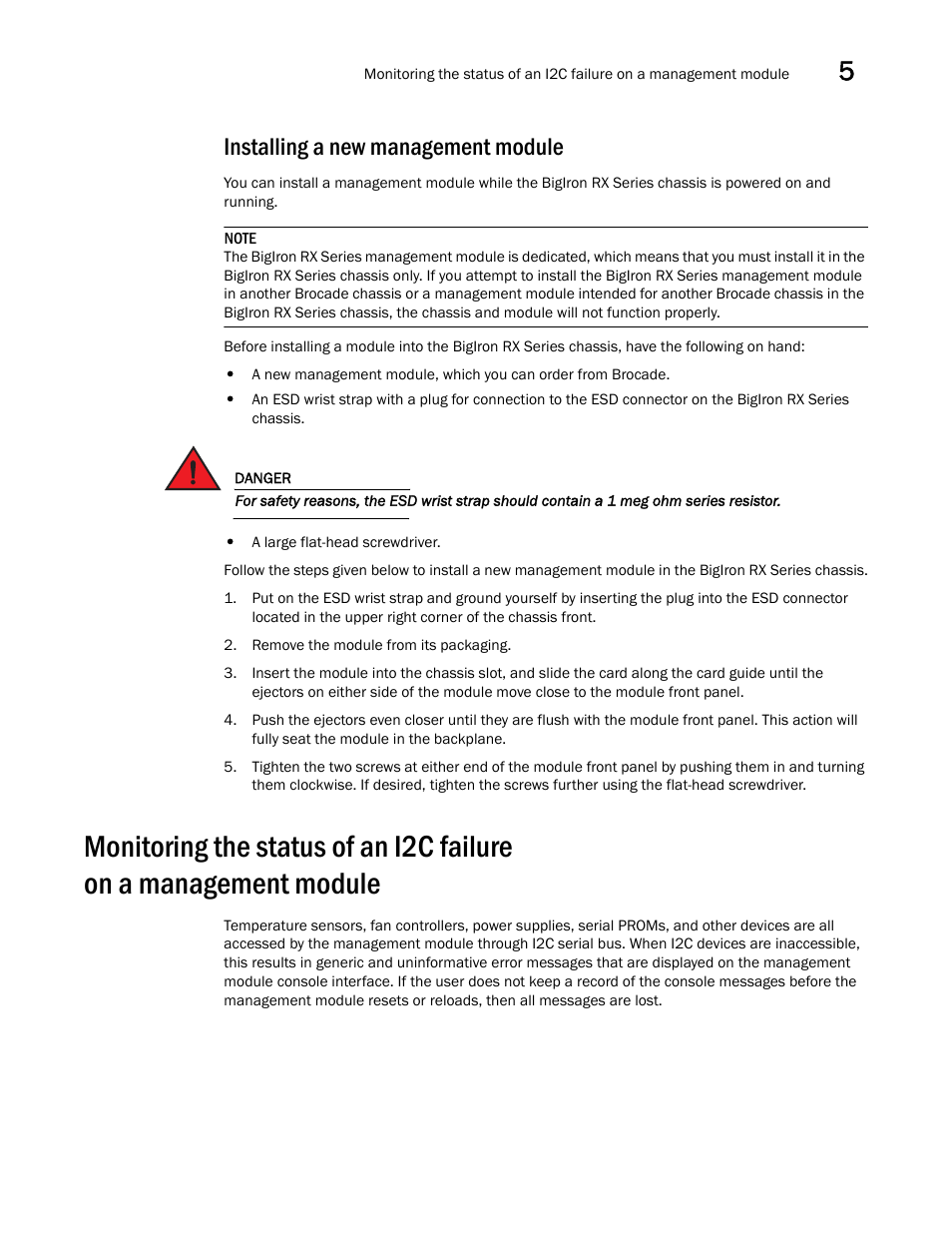 Installing a new management module | Brocade BigIron RX Series Hardware Reference Manual User Manual | Page 113 / 206