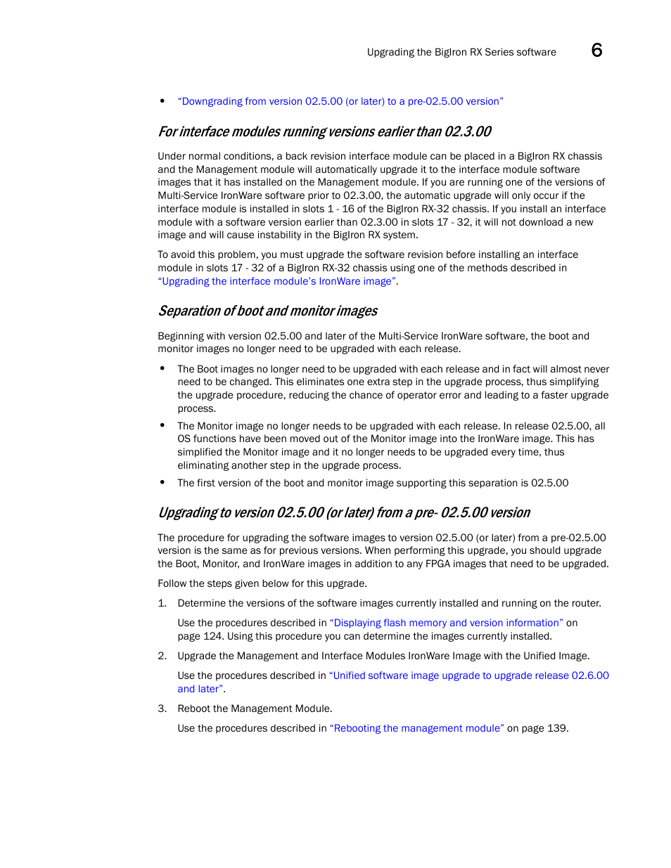 Separation of boot and monitor images | Brocade BigIron RX Series Hardware Reference Manual User Manual | Page 143 / 206
