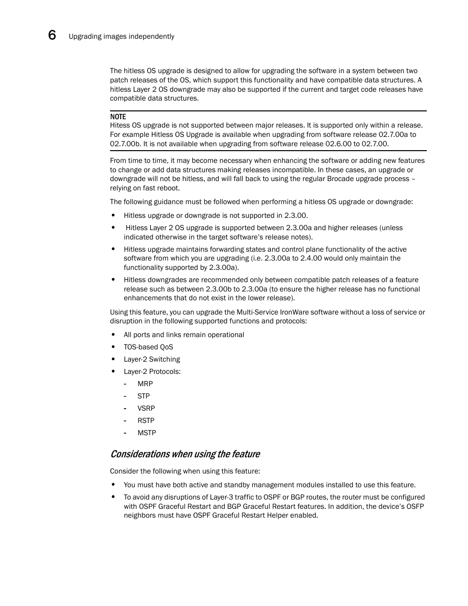 Considerations when using the feature | Brocade BigIron RX Series Hardware Reference Manual User Manual | Page 154 / 206