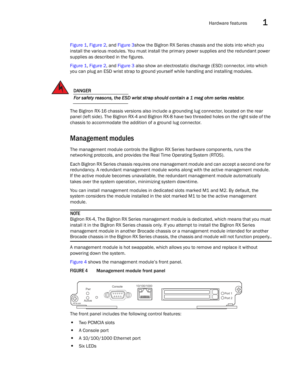 Management modules | Brocade BigIron RX Series Hardware Reference Manual User Manual | Page 19 / 206