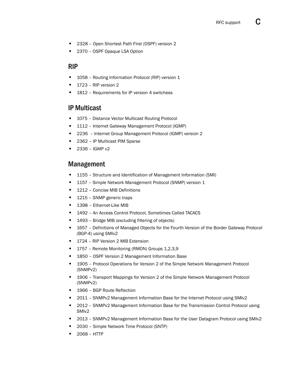 Ip multicast, Management | Brocade BigIron RX Series Hardware Reference Manual User Manual | Page 195 / 206