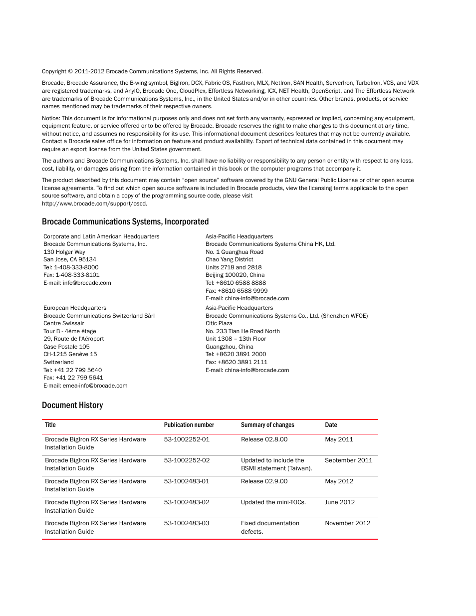 Brocade BigIron RX Series Hardware Reference Manual User Manual | Page 2 / 206