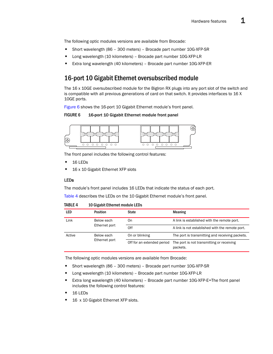 Port 10 gigabit ethernet oversubscribed module | Brocade BigIron RX Series Hardware Reference Manual User Manual | Page 23 / 206