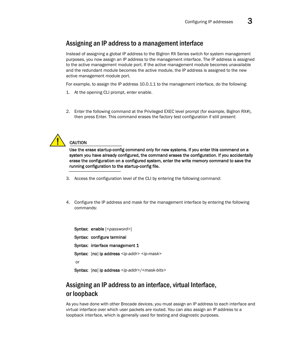 Assigning an ip address to a management interface | Brocade BigIron RX Series Hardware Reference Manual User Manual | Page 81 / 206