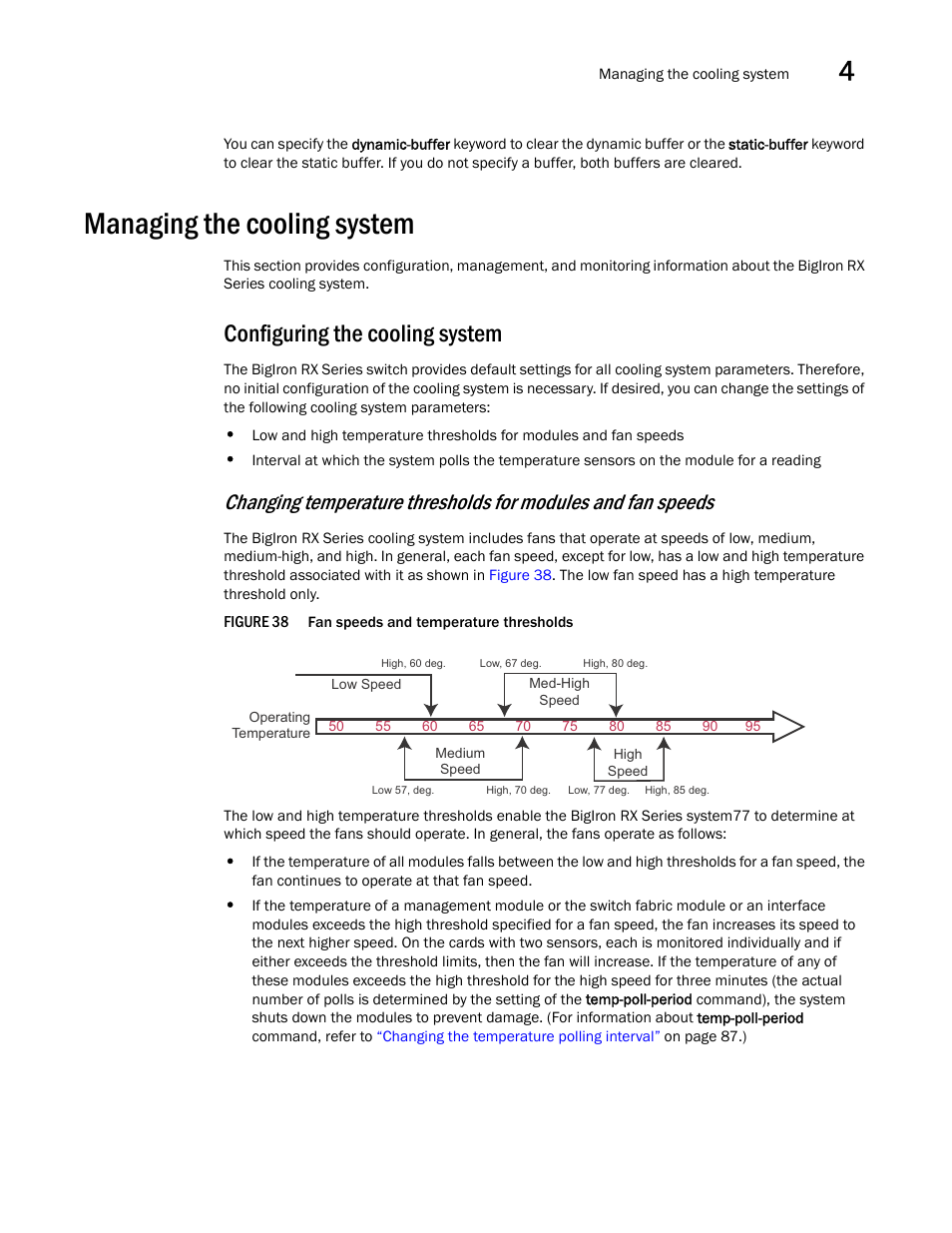 Managing the cooling system, Configuring the cooling system | Brocade BigIron RX Series Hardware Reference Manual User Manual | Page 95 / 206