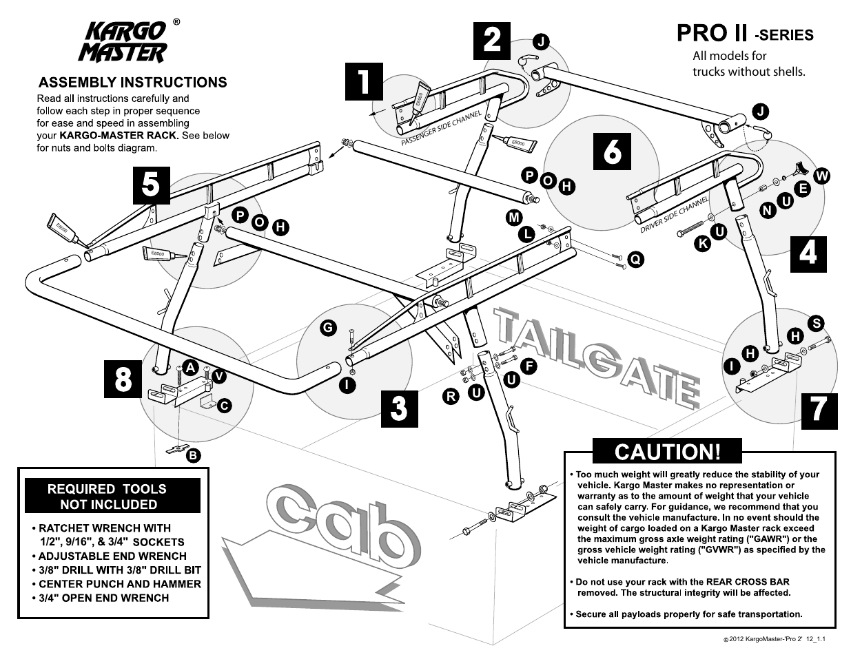 Kargo Master Pro II Steel Ladder Rack – Without A Camper Shell (0104) User Manual | Page 2 / 10