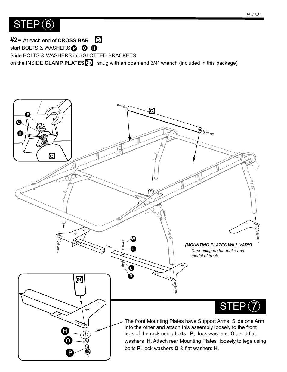 Step 6 step 7, Po h | Kargo Master Pro II Steel Ladder Rack – With A Camper Shell (0113) User Manual | Page 6 / 8