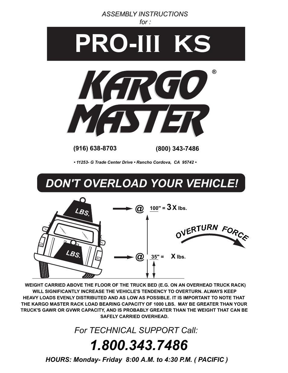 Kargo Master Pro III Steel Ladder Rack – With A Camper Shell (80030) User Manual | 8 pages