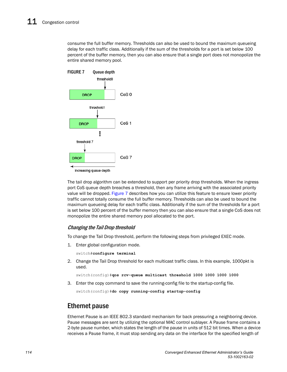 Ethernet pause, Figure 7, Queue d | Brocade Communications Systems Converged Enhanced Ethernet 53-1002163-02 User Manual | Page 136 / 168