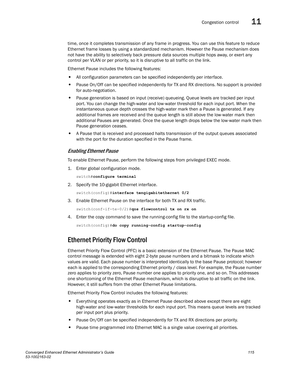 Ethernet priority flow control | Brocade Communications Systems Converged Enhanced Ethernet 53-1002163-02 User Manual | Page 137 / 168