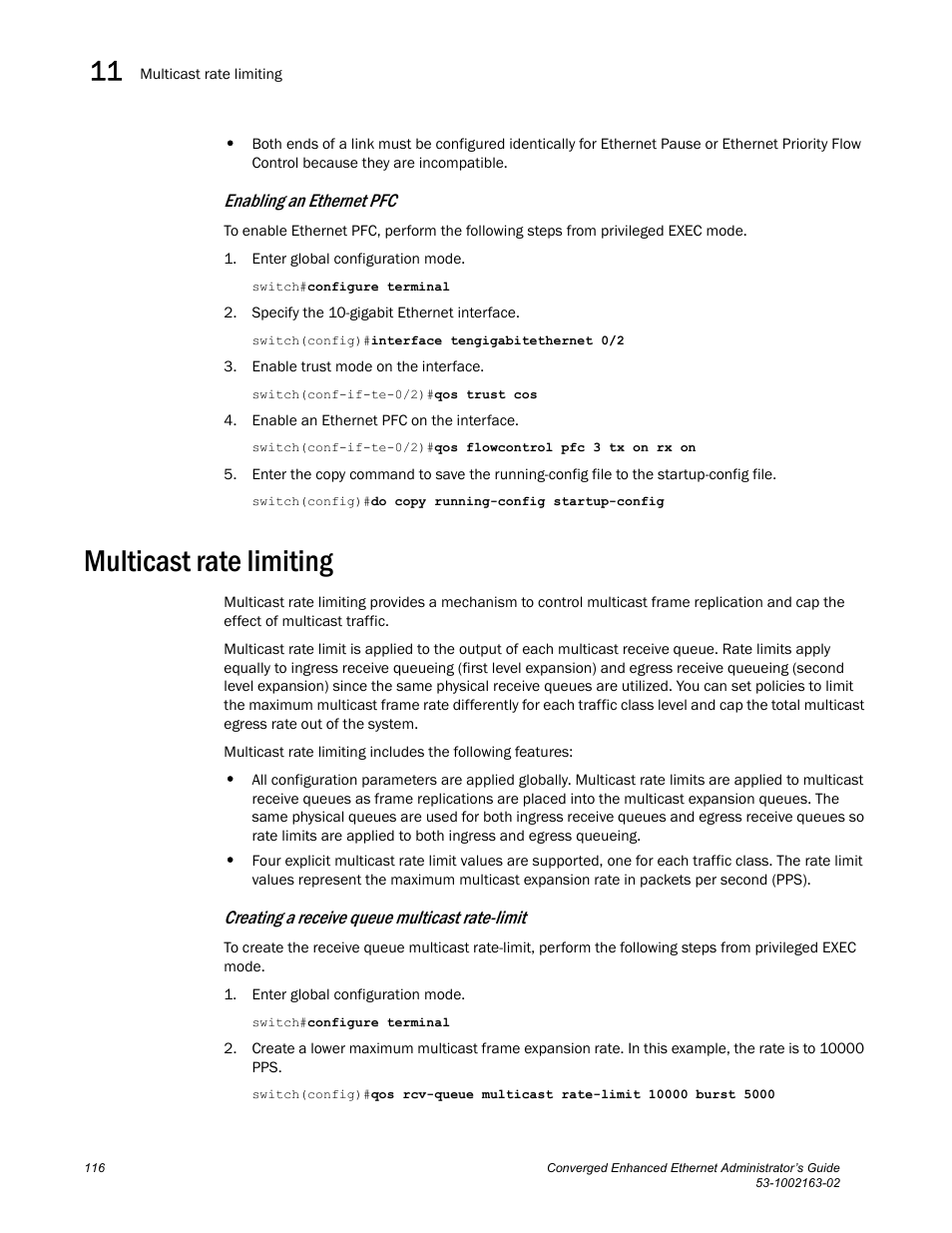 Multicast rate limiting | Brocade Communications Systems Converged Enhanced Ethernet 53-1002163-02 User Manual | Page 138 / 168