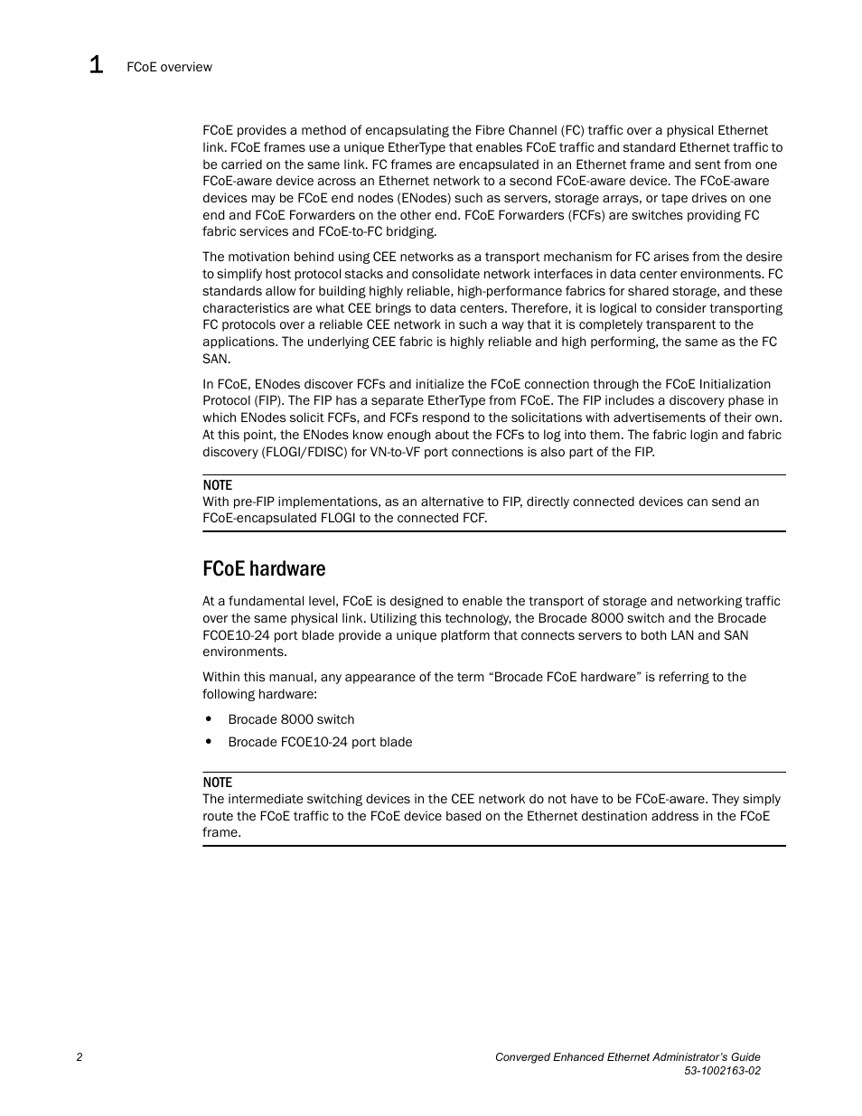 Fcoe hardware | Brocade Communications Systems Converged Enhanced Ethernet 53-1002163-02 User Manual | Page 24 / 168