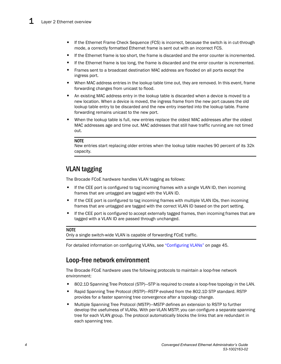 Vlan tagging, Loop-free network environment, Vlan tagging loop-free network environment | Brocade Communications Systems Converged Enhanced Ethernet 53-1002163-02 User Manual | Page 26 / 168