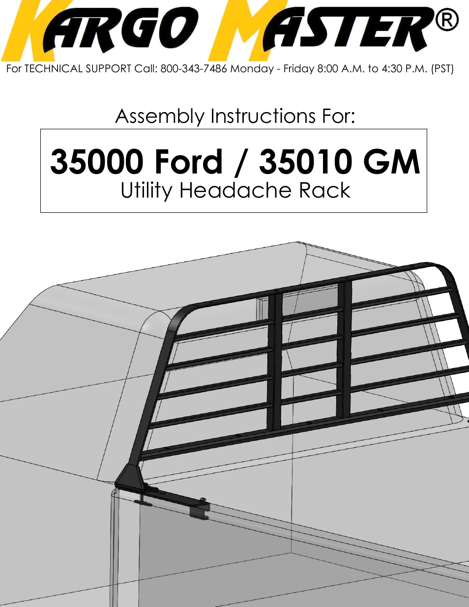 Kargo Master Fleet Headache Rack Louvered (35010) User Manual | 3 pages