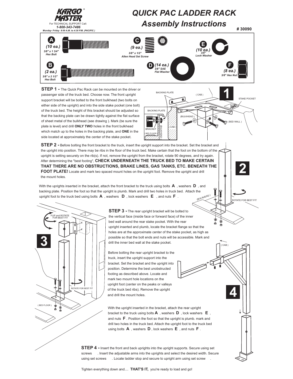 Kargo Master Quick Pack Ladder Rack (30090) User Manual | 1 page
