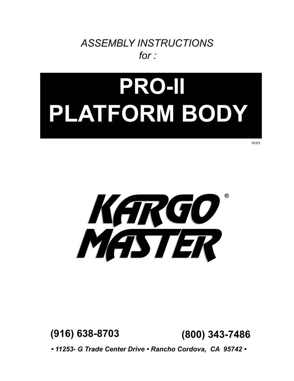 Kargo Master Pro II Platform Body (70030) User Manual | 7 pages