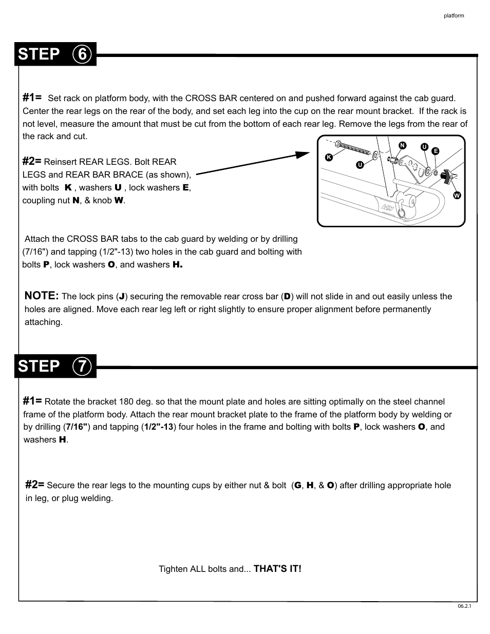 Step 6, Step 7 | Kargo Master Pro II Platform Body (70030) User Manual | Page 6 / 7