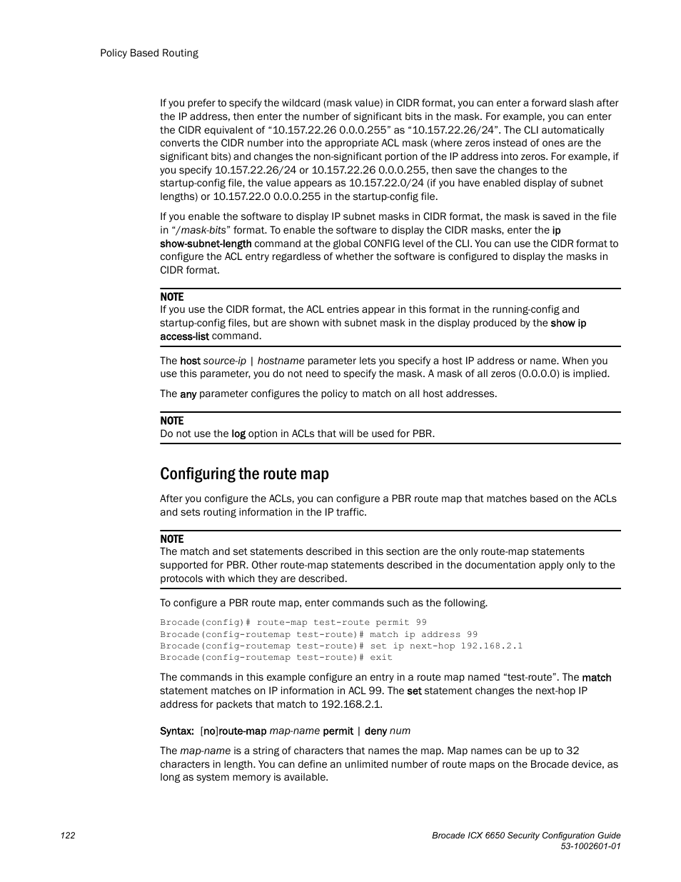 Configuring the route map | Brocade Communications Systems Brocade ICX 6650 6650 User Manual | Page 142 / 332