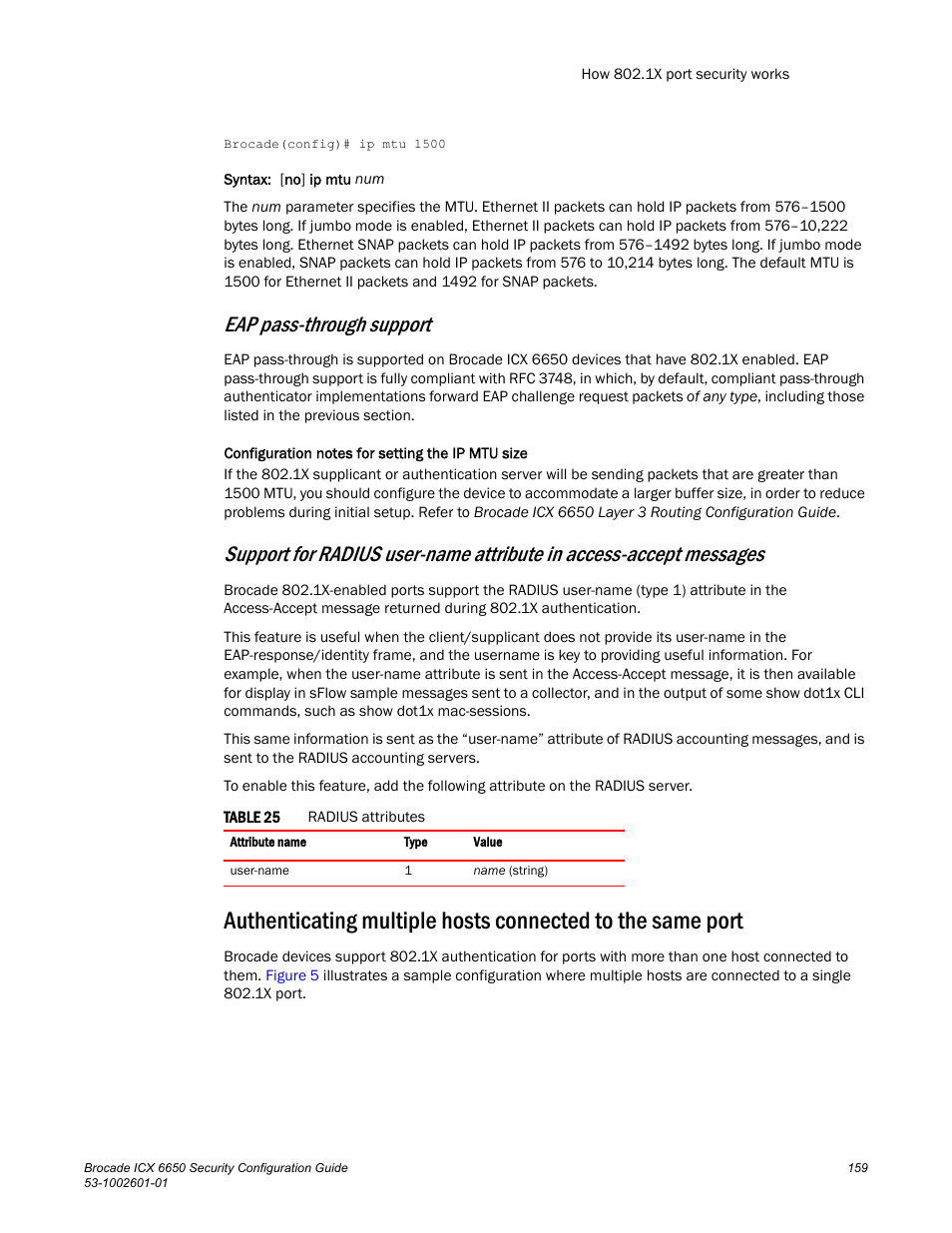 Eap pass-through support | Brocade Communications Systems Brocade ICX 6650 6650 User Manual | Page 179 / 332