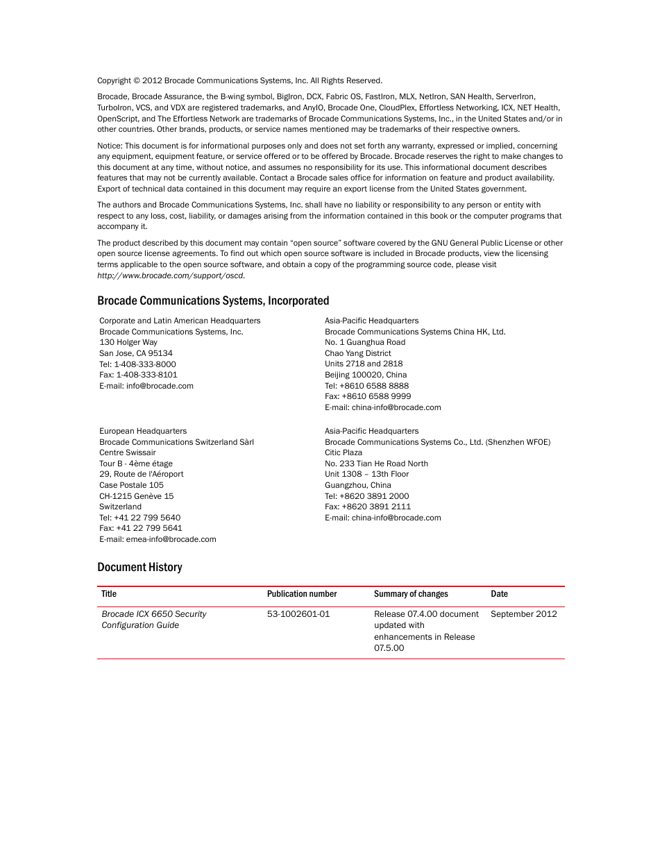 Brocade Communications Systems Brocade ICX 6650 6650 User Manual | Page 2 / 332