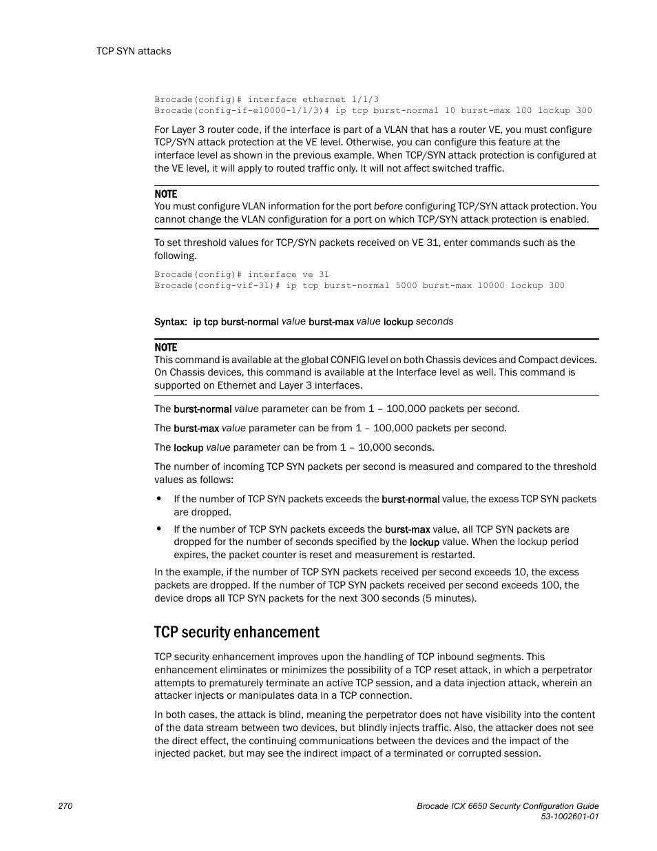 Tcp security enhancement | Brocade Communications Systems Brocade ICX 6650 6650 User Manual | Page 290 / 332