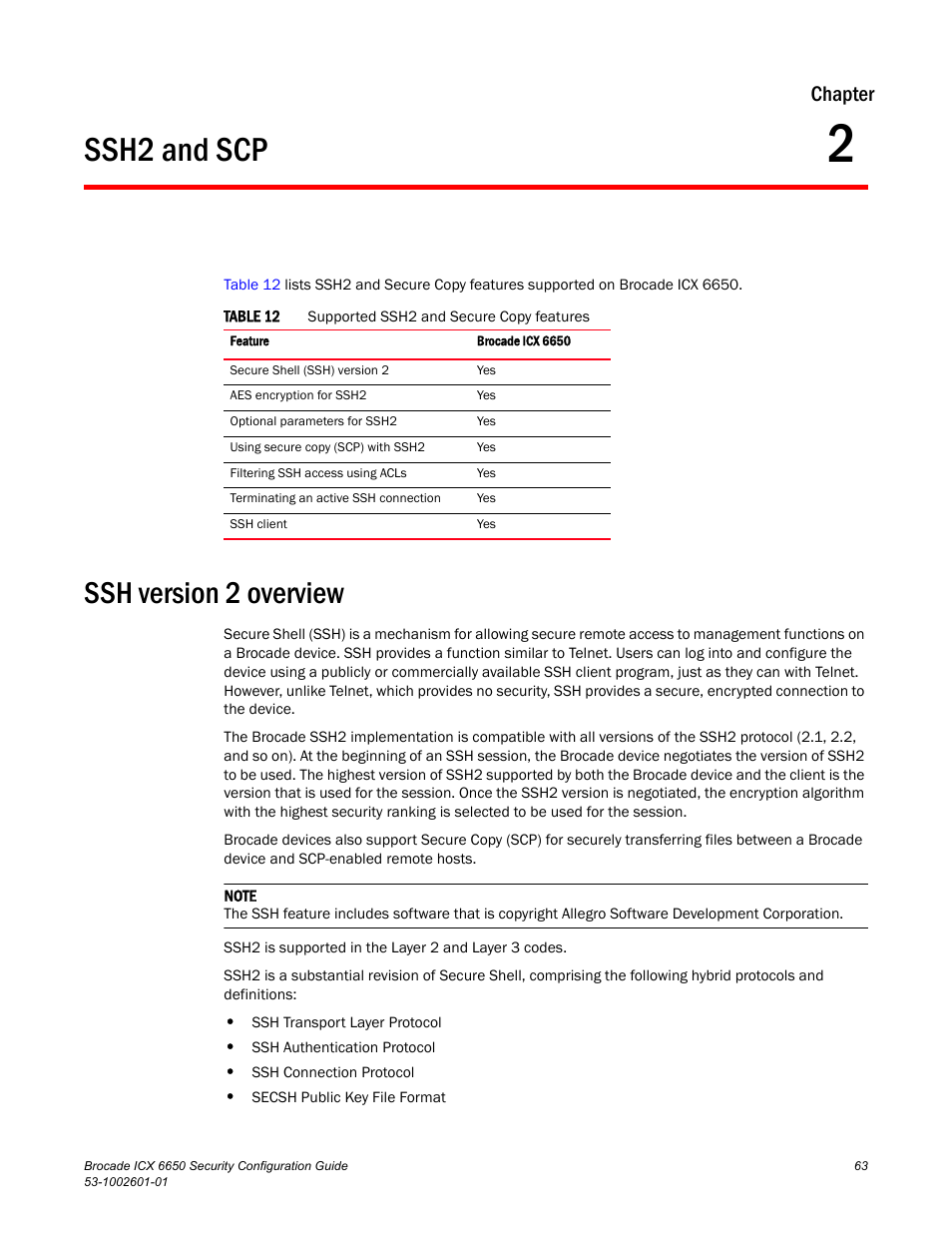 Ssh2 and scp, Ssh version 2 overview, Chapter 2 | Chapter | Brocade Communications Systems Brocade ICX 6650 6650 User Manual | Page 83 / 332