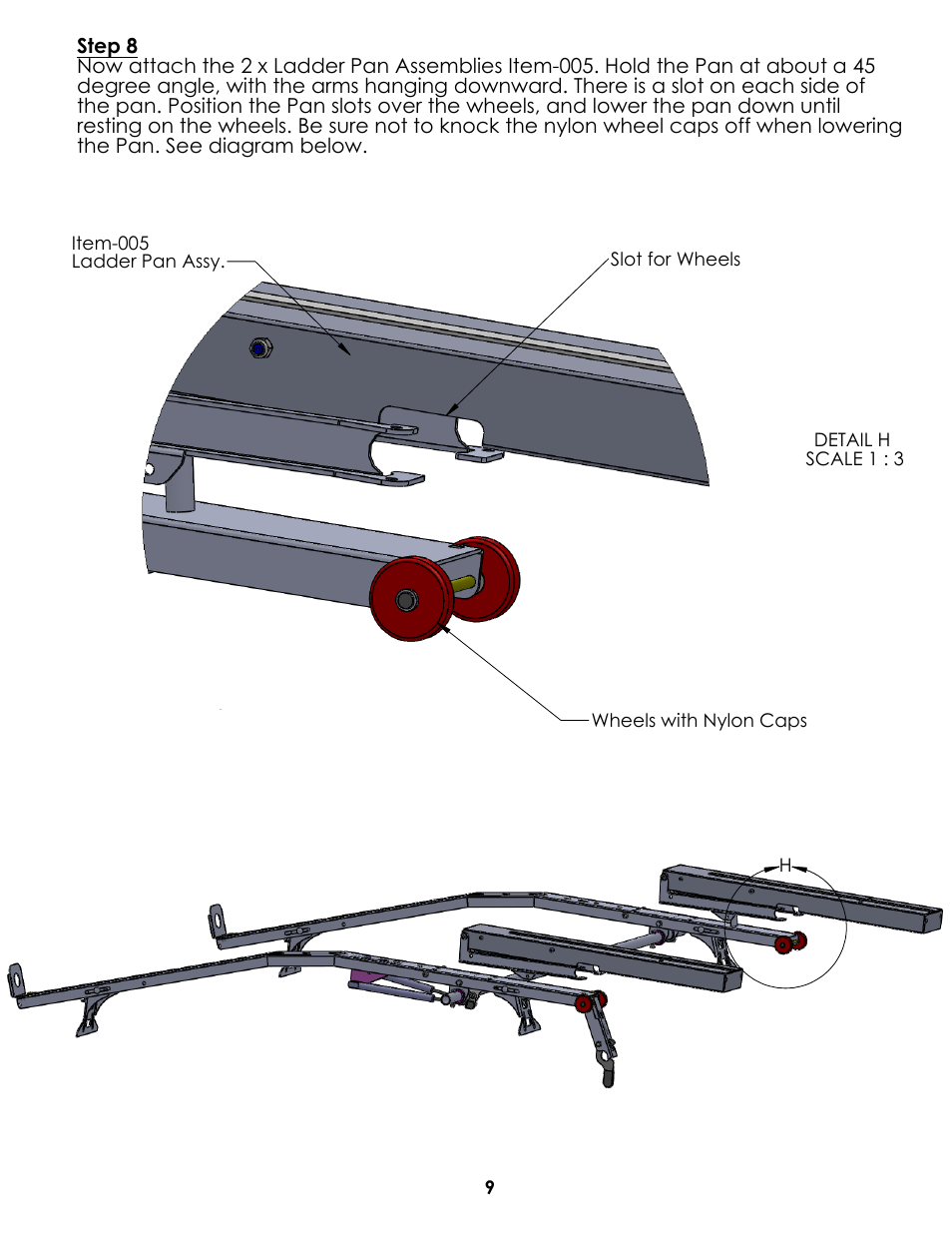 Drawing view117, Detail view h (1 : 3) | Kargo Master Drop Down Ladder Rack (40853) User Manual | Page 10 / 17