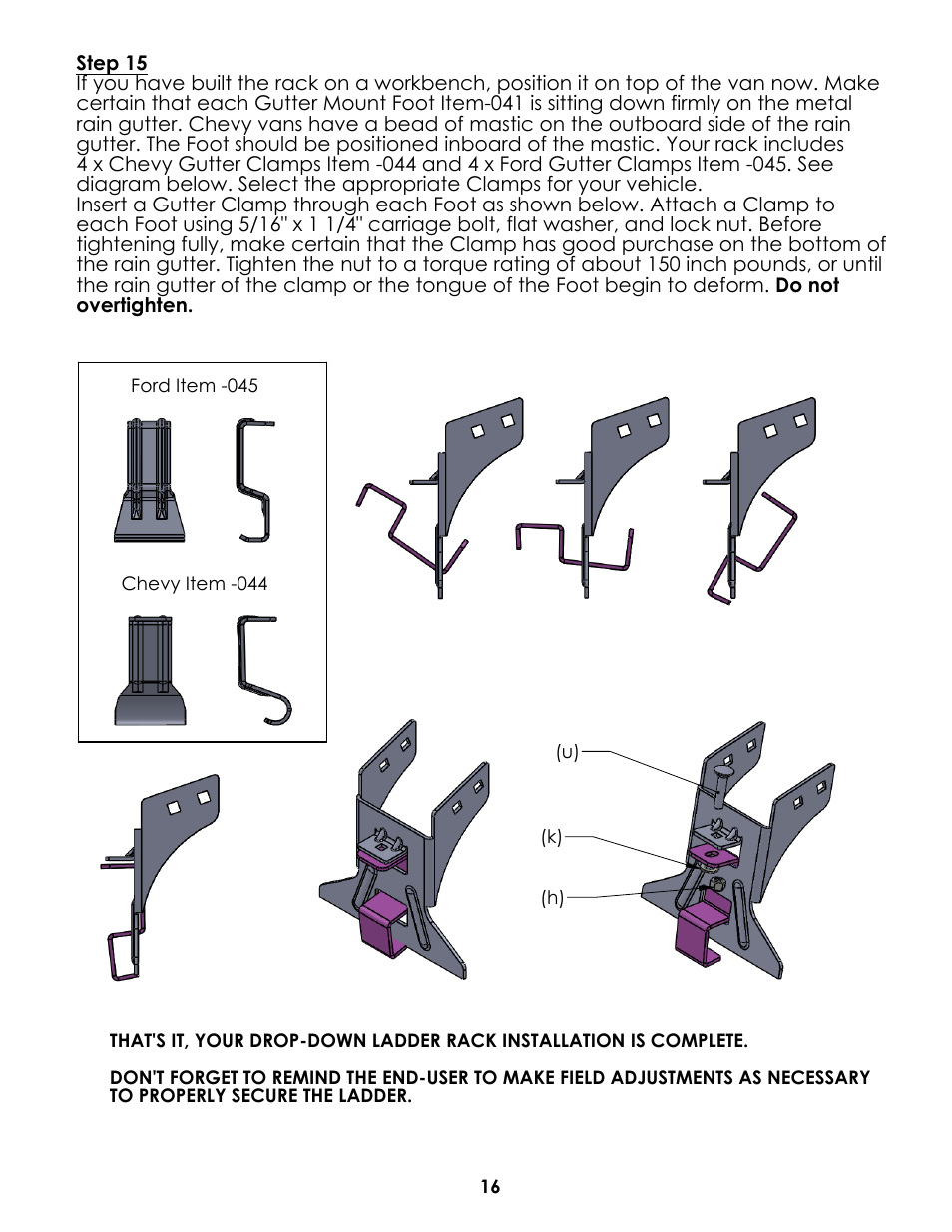 Drawing view135, Drawing view137, Drawing view139 | Drawing view141, Drawing view142, Drawing view144, Drawing view172, Drawing view173, Drawing view175, Drawing view176 | Kargo Master Drop Down Ladder Rack (40853) User Manual | Page 17 / 17