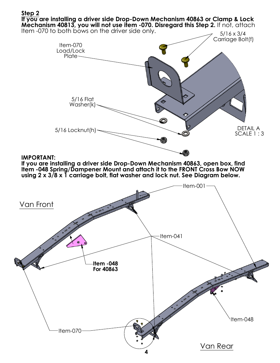 Drawing view101, Detail view a (1 : 3), Drawing view178 | Van front van rear | Kargo Master Drop Down Ladder Rack (40853) User Manual | Page 5 / 17